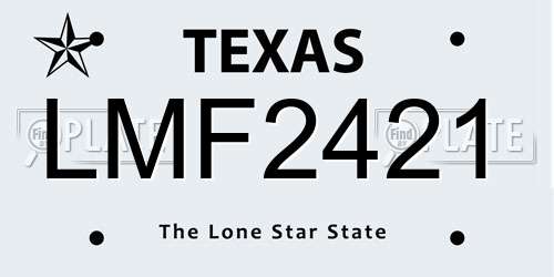 LMF2421 Texas License Plate