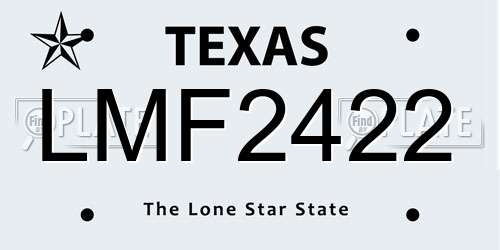 LMF2422 Texas License Plate
