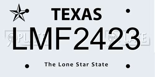 LMF2423 Texas License Plate