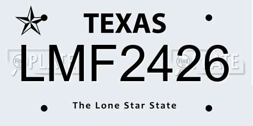 LMF2426 Texas License Plate