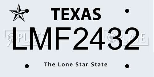 LMF2432 Texas License Plate