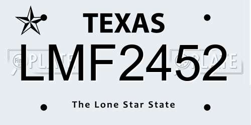 LMF2452 Texas License Plate