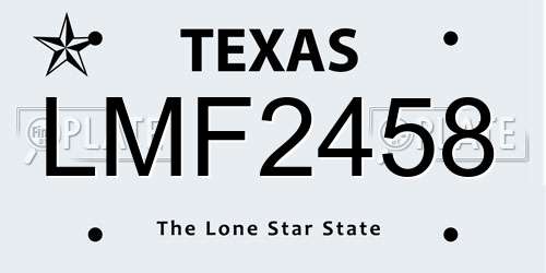 LMF2458 Texas License Plate