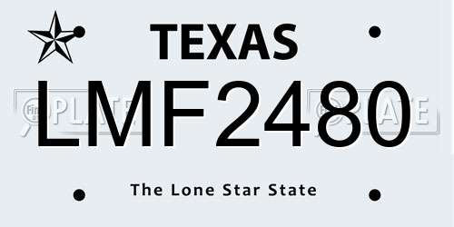 LMF2480 Texas License Plate