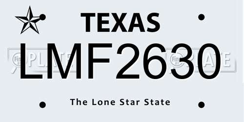 LMF2630 Texas License Plate