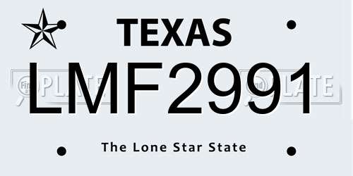 LMF2991 Texas License Plate