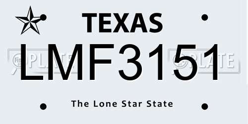 LMF3151 Texas License Plate