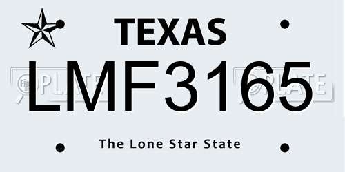 LMF3165 Texas License Plate