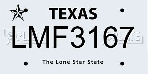 LMF3167 Texas License Plate