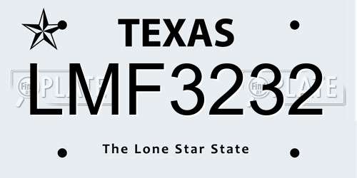 LMF3232 Texas License Plate