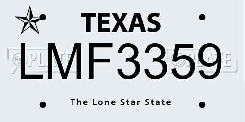 LMF3359 Texas License Plate