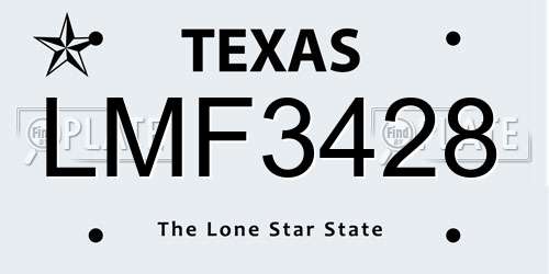 LMF3428 Texas License Plate