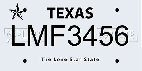 LMF3456 Texas License Plate