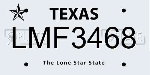 LMF3468 Texas License Plate