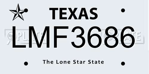 LMF3686 Texas License Plate