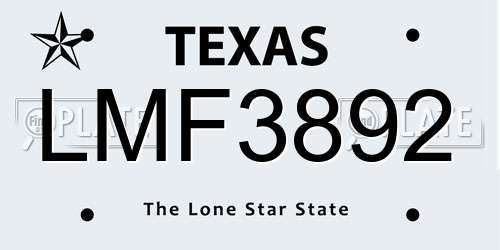 LMF3892 Texas License Plate