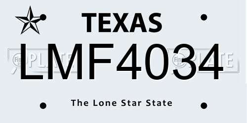 LMF4034 Texas License Plate