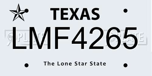 LMF4265 Texas License Plate