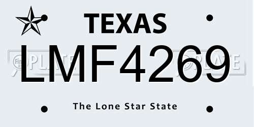 LMF4269 Texas License Plate