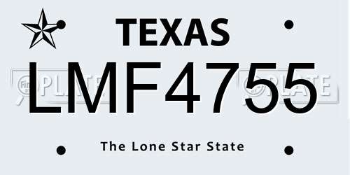 LMF4755 Texas License Plate