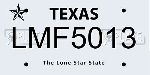 LMF5013 Texas License Plate
