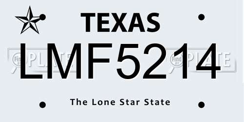 LMF5214 Texas License Plate