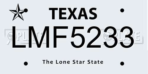 LMF5233 Texas License Plate