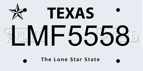 LMF5558 Texas License Plate
