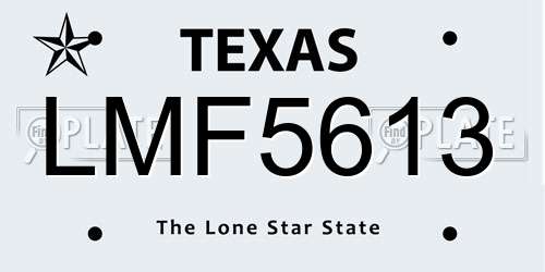 LMF5613 Texas License Plate