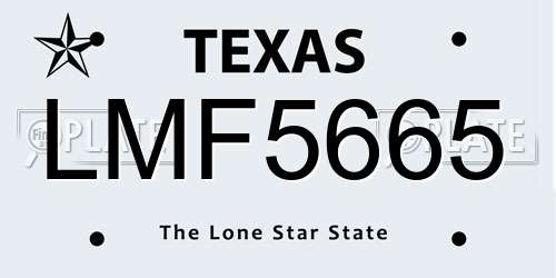 LMF5665 Texas License Plate