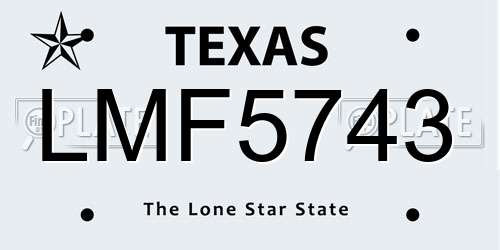 LMF5743 Texas License Plate