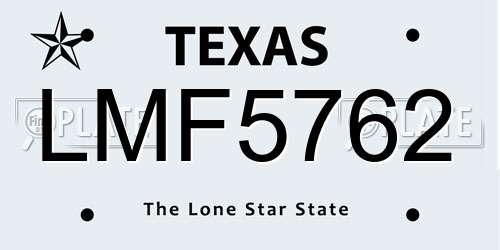 LMF5762 Texas License Plate
