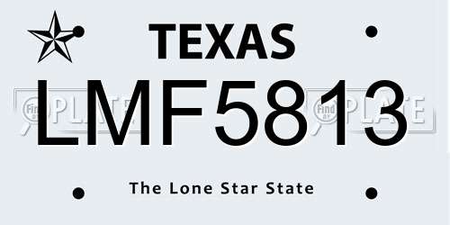 LMF5813 Texas License Plate