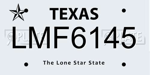 LMF6145 Texas License Plate