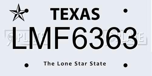 LMF6363 Texas License Plate