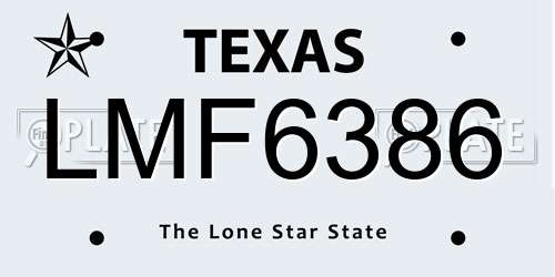 LMF6386 Texas License Plate