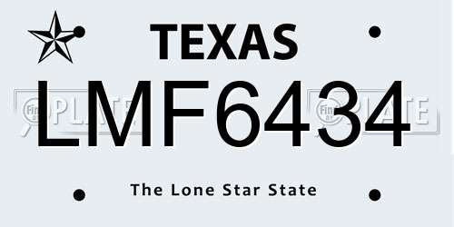 LMF6434 Texas License Plate