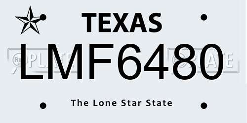 LMF6480 Texas License Plate