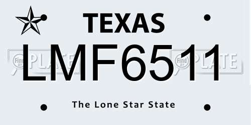 LMF6511 Texas License Plate