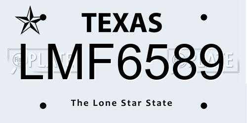 LMF6589 Texas License Plate