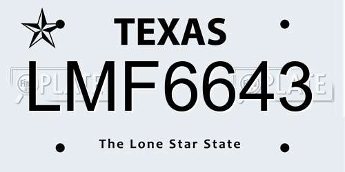 LMF6643 Texas License Plate