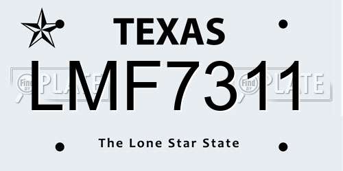 LMF7311 Texas License Plate