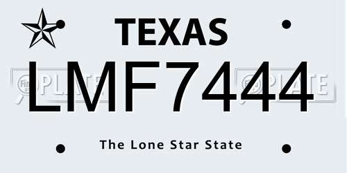 LMF7444 Texas License Plate