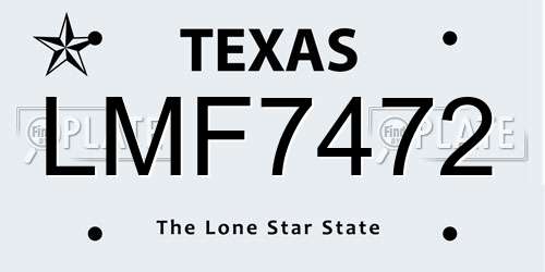 LMF7472 Texas License Plate