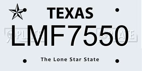 LMF7550 Texas License Plate