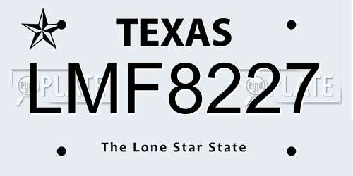 LMF8227 Texas License Plate