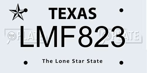 LMF823 Texas License Plate