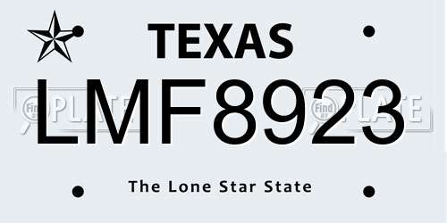 LMF8923 Texas License Plate