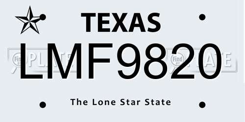 LMF9820 Texas License Plate