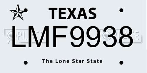 LMF9938 Texas License Plate